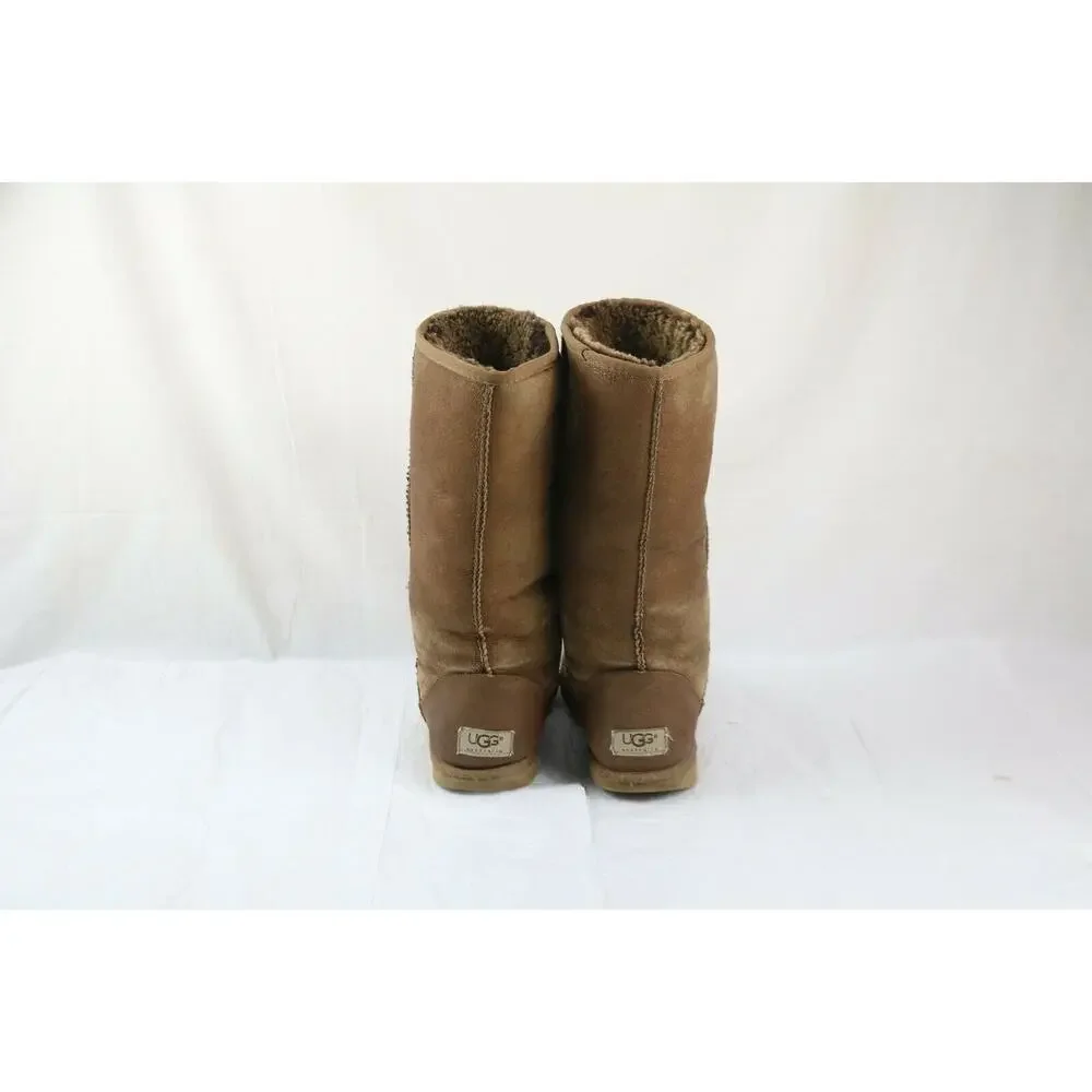 UGG Boots 8 Metallic Bronze Classic Tall Leather Sheepskin Lined Shoes 5823